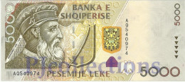 ALBANIA 5000 LEKE 2007 PICK 75a UNC - Albanie