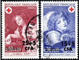 Réunion Obl. N° 404 Et 405 Croix Rouge 71 - Oeuvres De Greuze - Jeune Fille Au Petit Chien & L'Oiseau Mort - Used Stamps