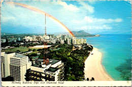 Hawaii Waikiki Morning Rainbow Over Diamond Head - Oahu