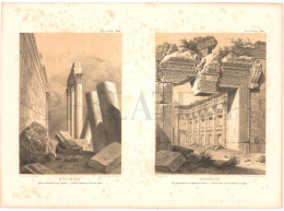 1837, LABORDE: "VOYAGE DE LA SYRIE" LITOGRAPH PLATE #42. ARCHAEOLOGY / MIDDLE EAST / SYRIA / LEBANON / BAALBEK - Archeologie