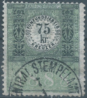 AUSTRIA-L'AUTRICHE-ÖSTERREICH,1888 Revenue Stamp Tax Fiscal,75Kr,Obliterated - Steuermarken