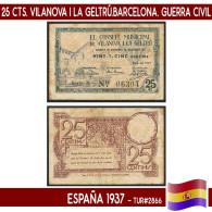 C0847.1# España 1937. 25 Cts. Vilanova I La Geltrú (Barcelona) (VF) TUR#2866 - 1-2 Peseten