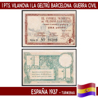 C0850.1# España 1937. 1 Pts. Vilanova I La Geltrú (Barcelona) (UNC) TUR#2865 - 1-2 Pesetas