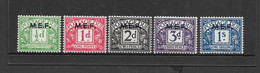 GB George 6th - Postage Dues  MEF Overprints (5)  Mint Hinged - See Scan - Unused Stamps