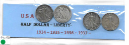 ETATS-UNIS Half Dollar LIBERTY Argent Lot De 4 Années 1934-35-36-37 - 1892-1915: Barber