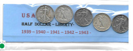 ETATS-UNIS Half Dollar LIBERTY Argent Lot De 5 Années 1939-40-41-42-43- - 1892-1915: Barber