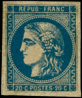 * N°46B 20c Bleu, Type III R2 - TB - 1870 Emission De Bordeaux