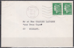 Marianne De CHEFFER  30c " PAIRE "  Sur Lettre De 59 BAISIEUX   Le 17 10 1975  Pour 62 WISSANT - 1967-1970 Marianna Di Cheffer