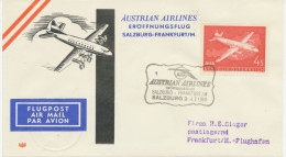 ÖSTERREICH 1960, AUA Erstflug „SALZBURG – FRANKFURT/M.“ - Zwischenetappe Des Fluges Klagenfurt - Salzburg - Frankfurt - First Flight Covers