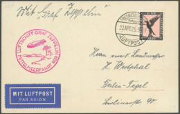 ZEPPELINPOST 24A BRIEF, 1929, Mittelmeerfahrt, Poststempel Friedrichshafen, Prachtkarte - Correo Aéreo & Zeppelin