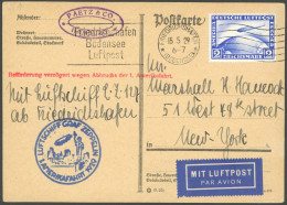 ZEPPELINPOST 26A BRIEF, 1929, Amerikafahrt, Auflieferung Friedrichshafen, Mit Maschinenstempel Fahne Beidseitig, Prachtk - Correo Aéreo & Zeppelin