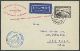 ZEPPELINPOST 26A BRIEF, 1929, Amerikafahrt, Auflieferung Friedrichshafen, Mit Privatem Zierstempel Amerikafahrt - Ab Fri - Correo Aéreo & Zeppelin