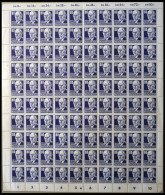 DDR 339vaXI , 1952, 80 Pf. Thälmann, Gestrichenes Papier, Wz. 2XI, Im Bogen (100), Dabei 2x Plattenfehler 339PFIII (Feld - Oblitérés