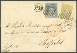 SCHWEIZ BUNDESPOST 17Ia,14IIAym BRIEF, 1856, 40 Rp. Mittelgelboliv, 1. Münchner Druck, (Zst. 26Aa), Mit 10 Rp. Blau, Ber - Sonstige & Ohne Zuordnung