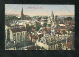 "METZ" 1917, Color-AK (Litho) "Ansicht Von Oben", Rs. Violl. Feldpost-Stempel (20188) - Lothringen