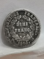 DEMI FRANC ARGENT 1808 Q PERPIGNAN NAPOLEON TETE LAUREE 288381 EX. FRANCE / SILVER - 1/2 Franc