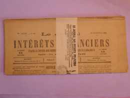 DA7 FRANCE JOURNAL  DES INTERETS FINANCIERS RR 28 DEC. 1895 ++AFFR. INTERESSANT+++ - Kranten