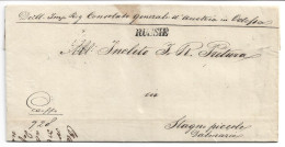 AUSTRIA OSTERREICH -1850 UNUSUAL TRANSIT EXOFFO LETTER FROM CONSULATE IN ODESSA RUSSIA UKRAINE TO CROATIA MALI STON - ...-1850 Vorphilatelie