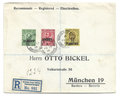 GREAT BRITAIN UNITED KINGDOM ENGLAND - BRITISH LEVANT - POST OFFICE IN CONSTANTINOPLE TURKEY - 1913 REG COVER TO GERMANY - British Levant