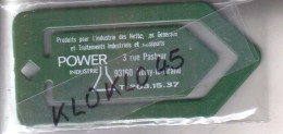 Publicité - Trombone Publicitaire Marque Page POWER INDUSTRIE - Plastic Vert Trou Carré - 148 X 70 Mm - 20 Grammes - Sonstige & Ohne Zuordnung