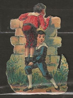 Découpis Gaufrés Enfant Portant Soulevant Un Enfant Année 1899 A 1900 - Ragazzi
