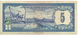 NETHERLANDS  ANTILLES  5 Gulden   P15b   ( 1984 Queen Emma Pontoon Bridge, Willemstad, Curaçao  ) - Netherlands Antilles (...-1986)