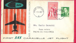 NORGE - FIRST CARAVELLE FLIGHT - SAS - FROM OSLO TO PALMA DE MAIORCA *1.4.60* ON OFFICIAL COVER - Briefe U. Dokumente