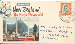 New Zealand Air Mail Cover Sent To Denmark 30-11-1959 Single Franked See Scans - Covers & Documents