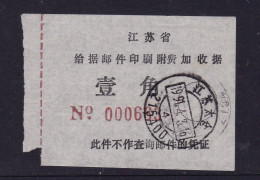 CHINA Jiangsu Taicang 215400 ADDED CHARGE LABEL (ACL) 0.10 YUAN VARIETY 附费加收据 ERROR!!!!! - Andere & Zonder Classificatie