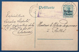 Belgique, Entier-carte (occupation) De Tournai 1915 + Censure Tournai - (A130) - Other & Unclassified