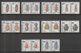 France 1982 1983 Timbres Taxe N° 103/112 Neufs Par Paire  " Insectes  Coléoptères " - 1960-... Ungebraucht