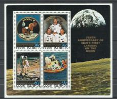 COOK,  HOJA BLOQUE TEMA ESPACIAL   MNH  ** - Oceania