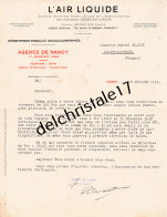 54 0027 NANCY MEURTHE-ET-MOSELLE 1944 Gaz Comprimés L'AIR LIQUIDE Procédé Georges CLAUDE Siège Quai D'Orsay PARIS  - Elektriciteit En Gas