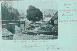 ***  68  ***  Gruss Aus SENNHEIM Souvenir De Cernay Pont De La THUR Précurseur Bleu TTBE - Cernay