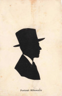 SILHOUETTES - Portrait Silhouette - Un Homme Avec Chapeau - Carte Postale Ancienne - Scherenschnitt - Silhouette