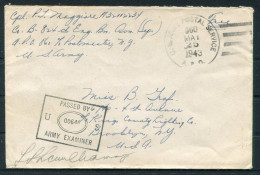 1943 Iceland US Army Postal Service A.P.O. 860 Censor Cover - New York, USA - Covers & Documents