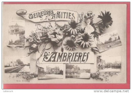 52 - SOUVENIR D'AMBRIERES ...MEUILLEURES AMITIES....MULTIVUES GARE..CHATEAU MARCHE.... - Ambrieres Les Vallees