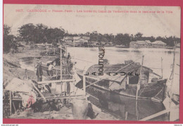 CAMBODGE---PHNOM PENH----Les Bords Du Canal De Verneville Dans La Banlieue De La Ville---animé - Kambodscha