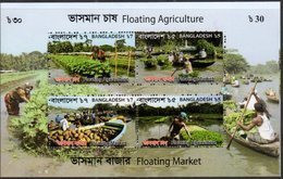 BANGLADESH , 2017, MNH, FLOATING MAKETS, BOATS, CANOES, FRUIT, AGRICULTURE, SHEETLET OF 4v - Autres (Mer)