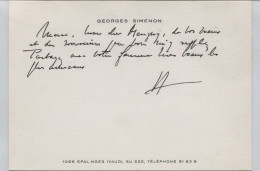 Autographe Carte écrite Et Signée Par Georges Simenon à Claude Menguy 1963 à 1974 écrivain Auteur Maigret - Schrijvers