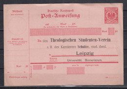 Dt.Reich Postanweisung MiNo.A10 (199) ** Mit Seltenem Privaten Zudruck " ..Theologischen Studeten-Verein Leipzig ..." - Andere & Zonder Classificatie