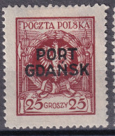 POLAND 1925 Port Gdansk Fi 8 Mint Hinged - Besatzungszeit