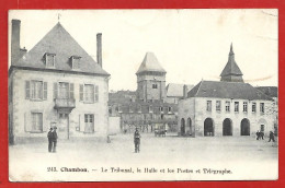 Chambon-sur-Voueize (23) Tribunal Halle & Postes & Télégraphe 2scans Carté Animée 1908 - Chambon Sur Voueize