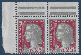 Marianne De Decaris N°1263** Paire CDFeuille Avec Variété à La Cocarde Tenant à Normal, Pas Si Courant Ainsi !! - 1960 Marianne (Decaris)