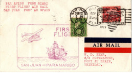 (R1) USA SCOTT # C 6 & # 658 - First Flight San Juan Paramaribo - Port Au Spain Trinidad - Miami - Numeral Cancel 1929. - 1c. 1918-1940 Briefe U. Dokumente