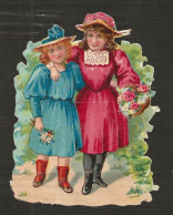 Découpis Gaufré Jeunes Enfants De Fleurs Année 1900 - Kinder