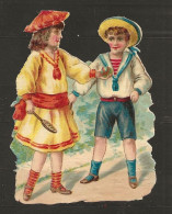 Découpis Gaufré Jeunes Enfants De Fleurs Année 1900 - Infantes