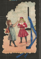 Découpis Gaufrée Jeunes Filles Avec Son Ruban Année 1900 - Kinder