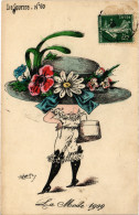 PC ARTIST SIGNED, L. ROBERT, GLAMOUR LADY IN HUGE HAT, Vintage Postcard (b49377) - Robert