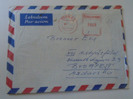 D197976 Czechoslovakia  - Airmail Cover 1963  Sent To Hungary  EMA Red Meter  Feristempel - Storia Postale